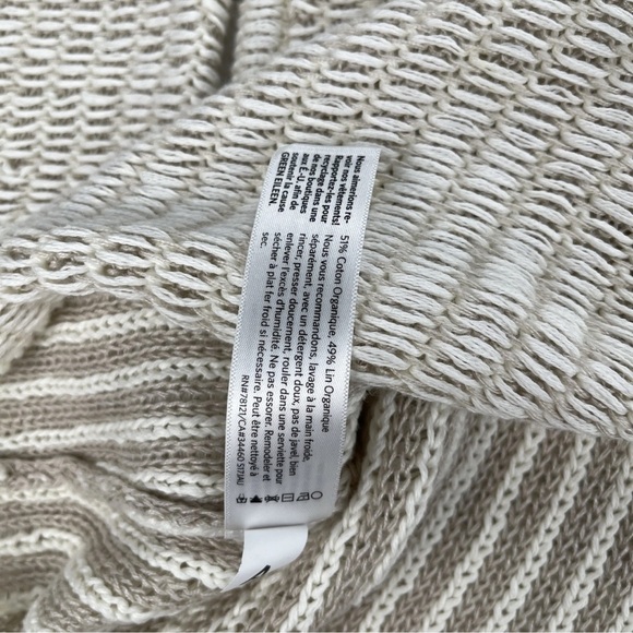 Eileen Fisher Open Knit Sweater Boxy Top Bone Organic Cotton/Linen Small - Picture 5 of 10